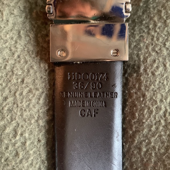 Men’s CAF black leather dress belt.  Silver buckle. Size  36/90 - Picture 2 of 5